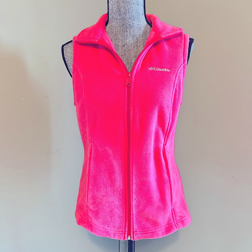Columbia Pink Fleece Zip Up Vest Size S
